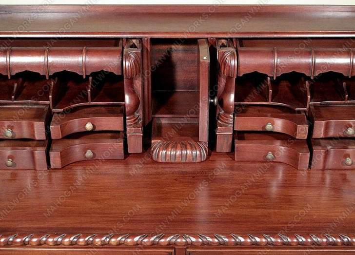 Solid Mahogany Chippendale Escritoire Secretary Desk w/ Claw & Ball