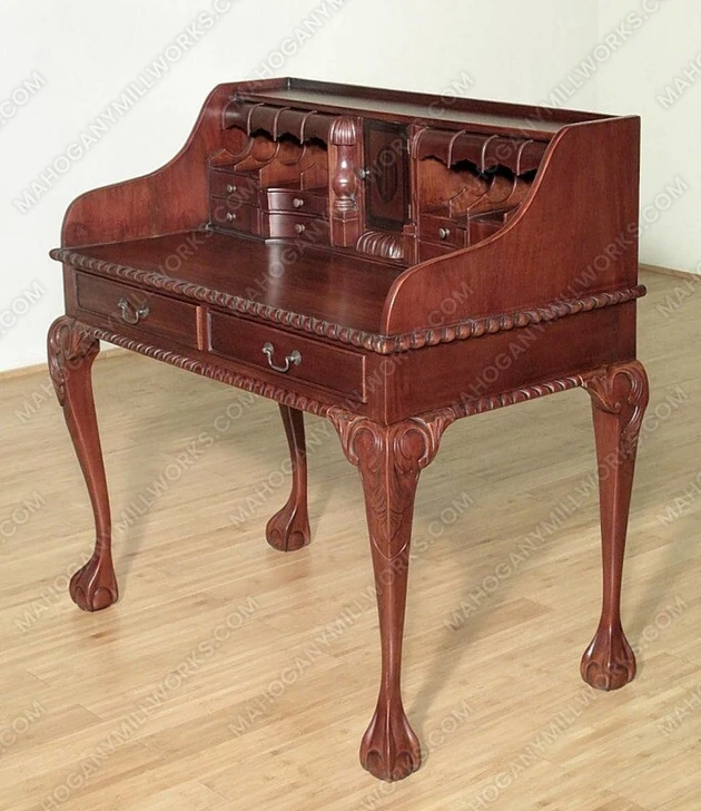 Chippendale Escritoire Secretary Desk w/ Claw & Ball