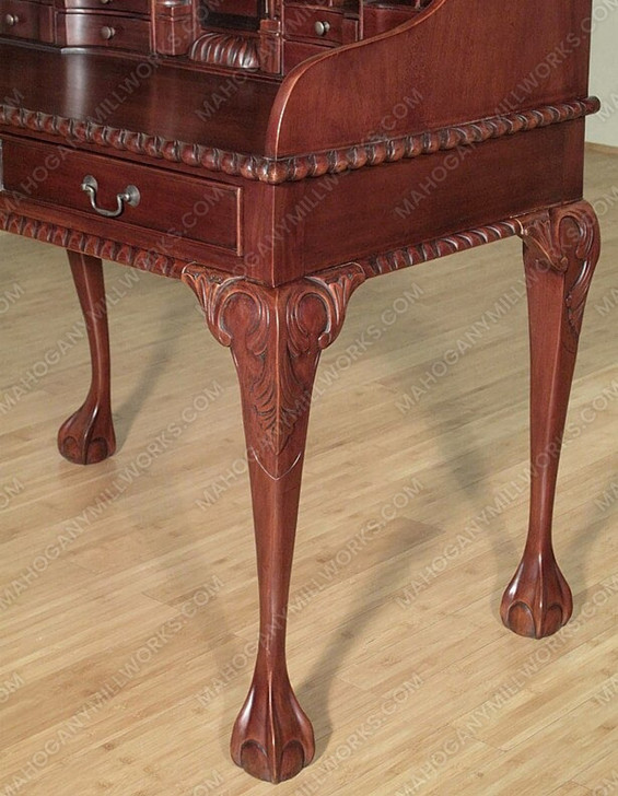 Chippendale Escritoire Secretary Desk w/ Claw & Ball