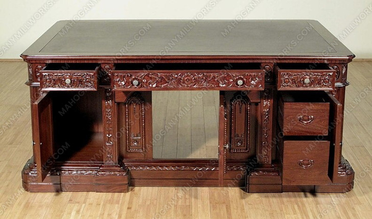 74" Mahogany Presidential Oval Office Resolute Desk (74" x 50"D)