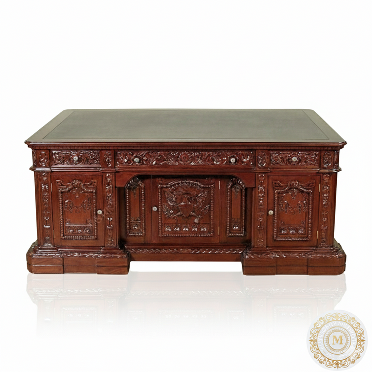 74" Mahogany Presidential Oval Office Resolute Desk (74" x 50"D)