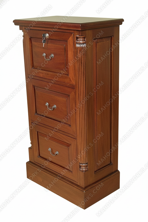 Solid Mahogany 3 Drawer File Filing Cabinet Chest