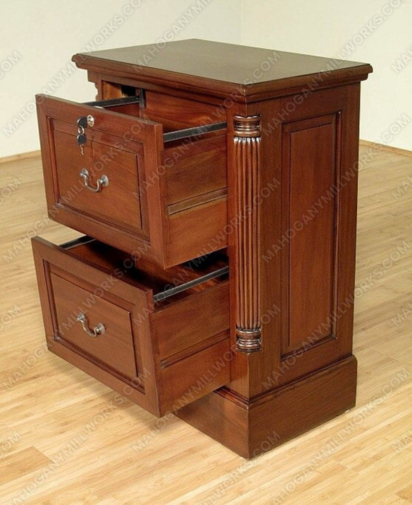 Solid Mahogany 2 Drawer File Filing Cabinet