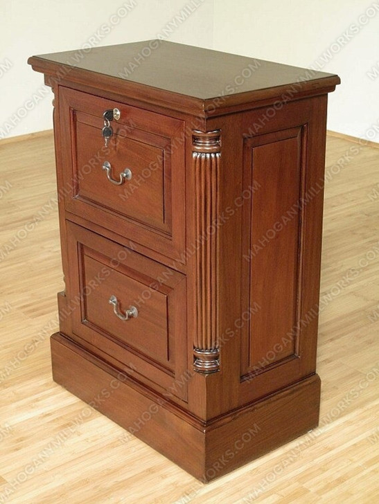 Solid Mahogany 2 Drawer File Filing Cabinet