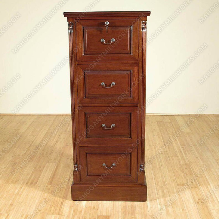 Solid Mahogany 4 Drawer File Filing Cabinet