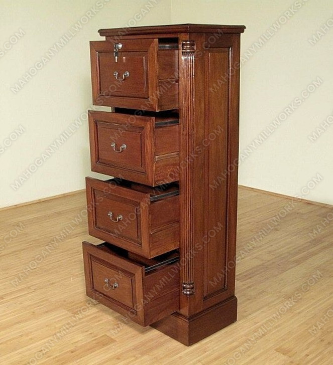 Solid Mahogany 4 Drawer File Filing Cabinet
