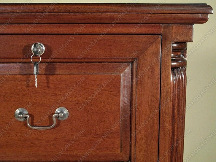 Solid Mahogany 4 Drawer File Filing Cabinet