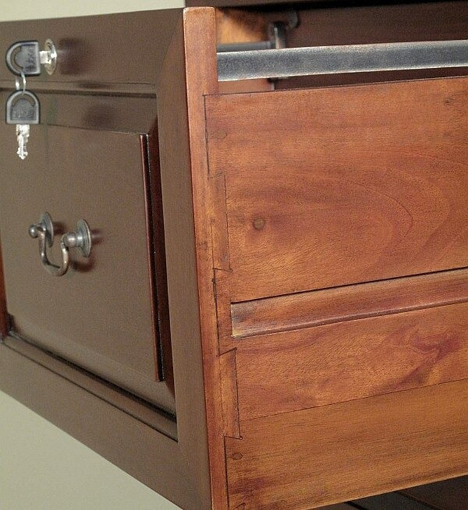 Solid Mahogany 4 Drawer File Filing Cabinet