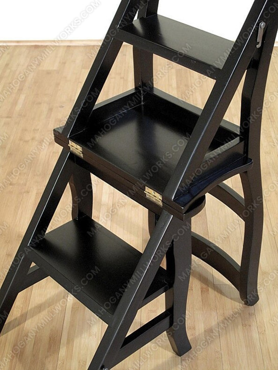 Black Convertible Ladder Chair Library Step Stool