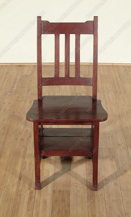 Solid Mahogany Convertible Library Chair Step Ladder Stool