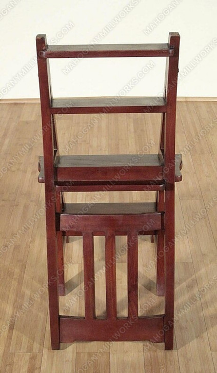 Solid Mahogany Convertible Library Chair Step Ladder Stool