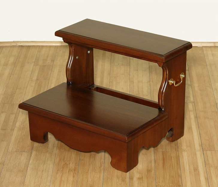 Solid Mahogany 2-Step Bedside Office Library Bed Step Stool