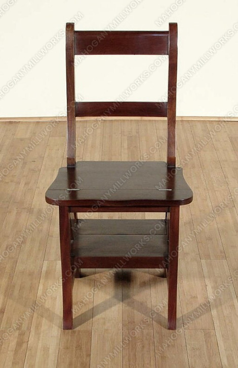 Solid Mahogany Convertible Ladder Benjamin Chair Library Step Stool