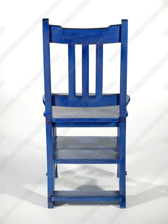 Solid Mahogany Crackle Blue Convertible Ladder Chair Library Step Stool