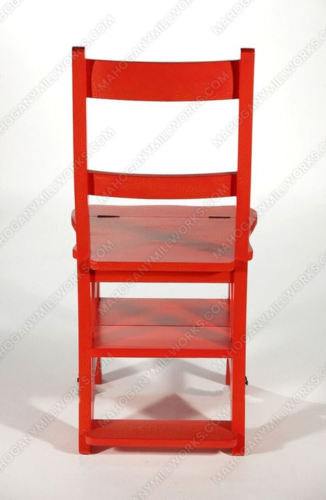 Solid Mahogany Crackle Red Convertible Ladder Chair Library Step Stool