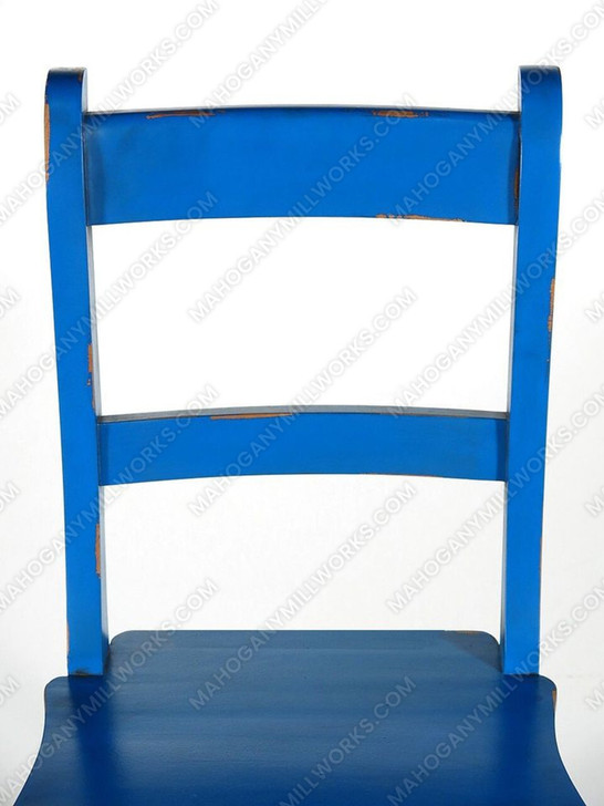 Solid Mahogany Distressed Blue Ladder Chair Library Step Stool