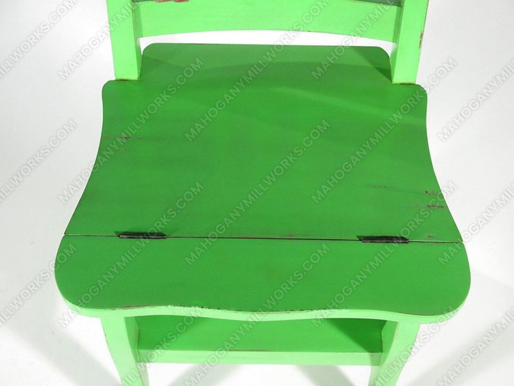 Solid Mahogany Distressed Green Convertible Ladder Chair Library Step Stool