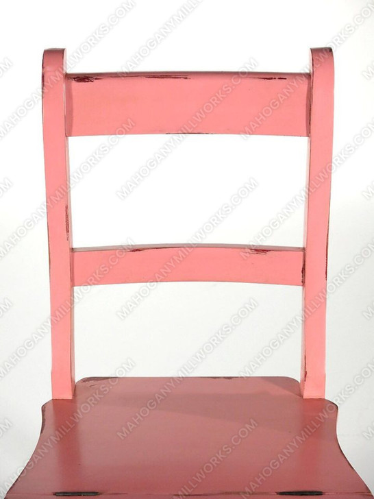Solid Mahogany Distressed Pink Ladder Chair Library Step Stool