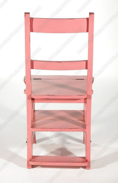 Solid Mahogany Distressed Pink Ladder Chair Library Step Stool