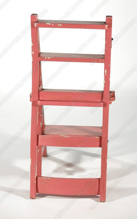 Solid Mahogany Rose Pink Convertible Ladder Chair Library Step Stool
