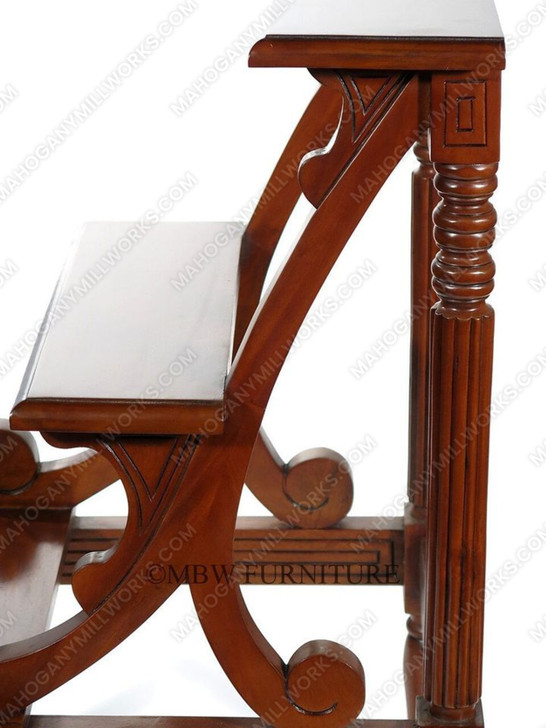 Solid Mahogany Contemporary Library Step Stool