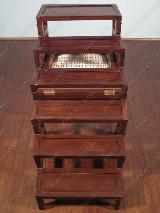 Solid Mahogany Rattan Ladder Step Chair