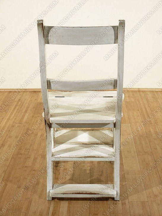 Solid Mahogany Rustic Distressed White Ladder Chair Library Step Stool