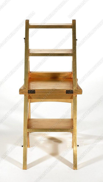Solid Mahogany Weathered Gold Ladder Chair Library Step Stool