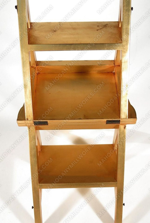 Solid Mahogany Weathered Gold Ladder Chair Library Step Stool