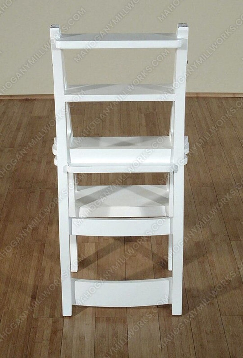Solid Mahogany Wood White Convertible Ladder Chair Library Step Stool