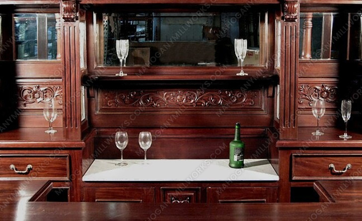 8.5ft Mahogany Stained Glass Canopy Home Pub Bar