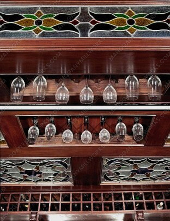 8.5ft Mahogany Stained Glass Canopy Home Pub Bar