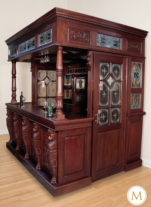 8.5ft Mahogany Stained Glass Canopy Home Pub Bar
