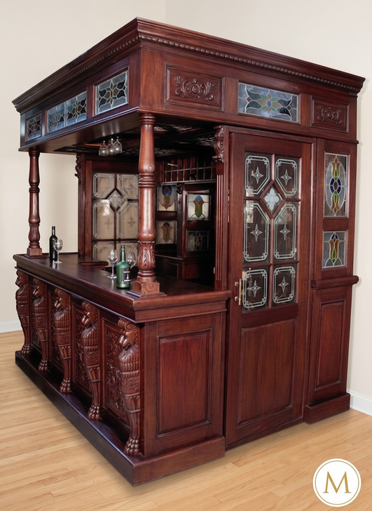 8.5ft Mahogany Stained Glass Canopy Home Pub Bar