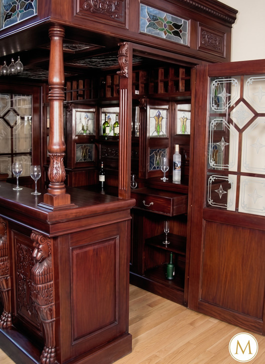 8.5ft Mahogany Stained Glass Canopy Home Pub Bar