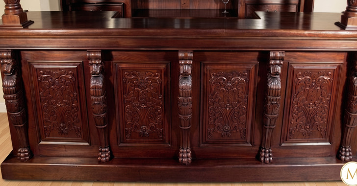 8.5ft Mahogany Stained Glass Canopy Home Pub Bar