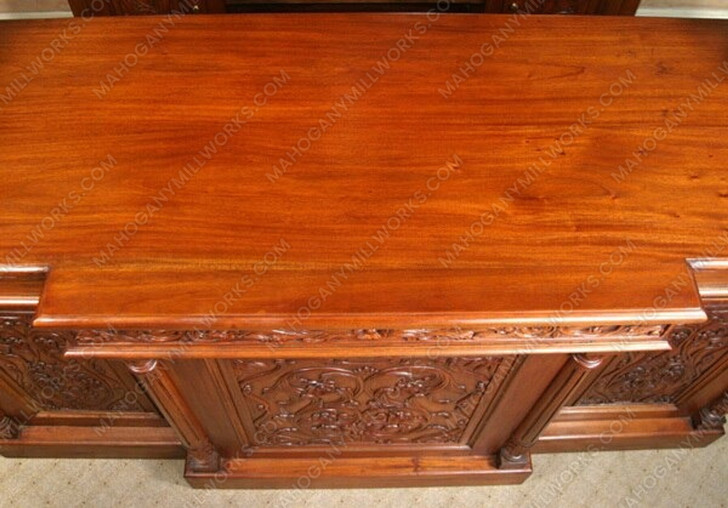 Walnut Distressed Canopy Pub Bar w/ Stained Glass