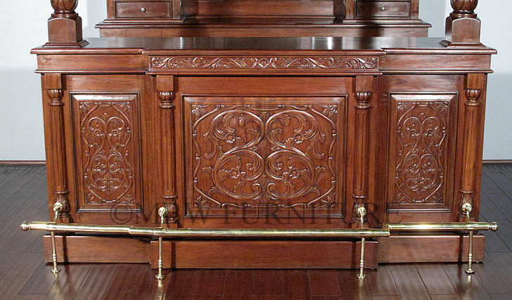 7ft Mahogany Canopy Pub Bar w/ Stained Glass