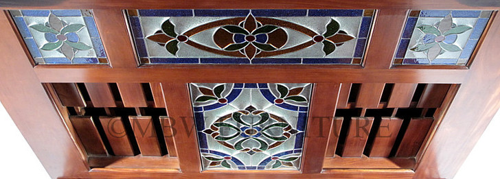 7ft Mahogany Canopy Pub Bar w/ Stained Glass