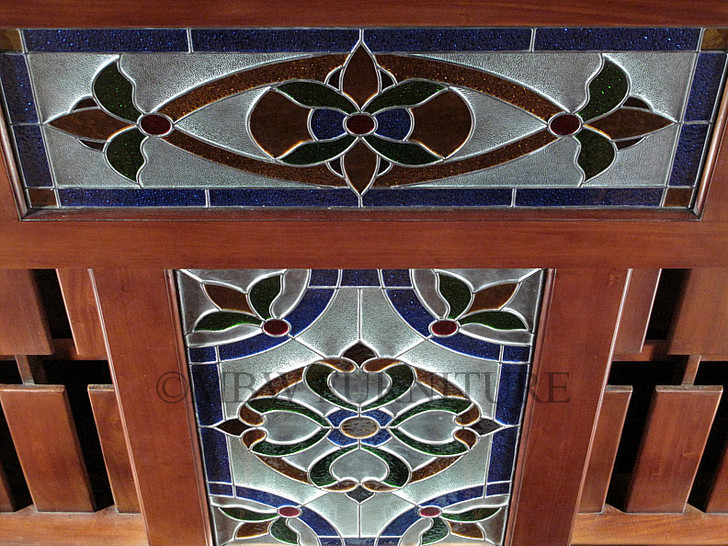 7ft Mahogany Canopy Pub Bar w/ Stained Glass