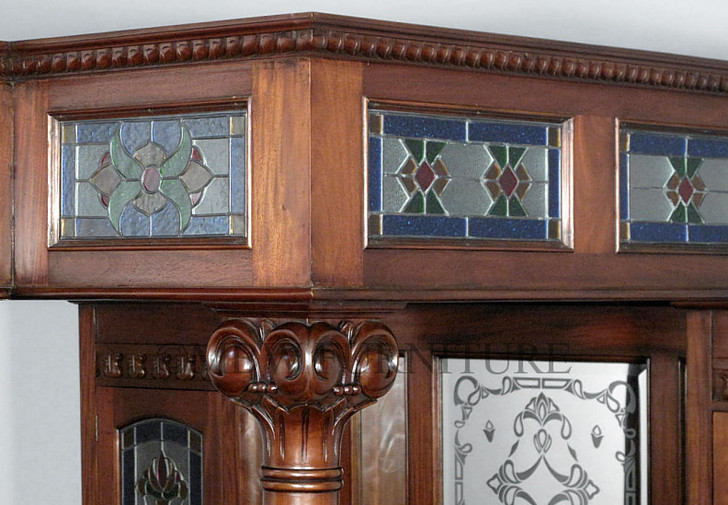 7ft Mahogany Canopy Pub Bar w/ Stained Glass