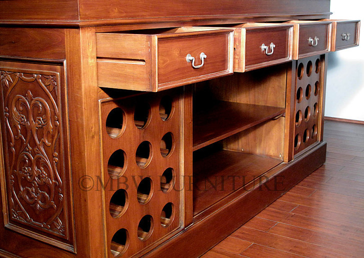 7ft Mahogany Canopy Pub Bar w/ Stained Glass