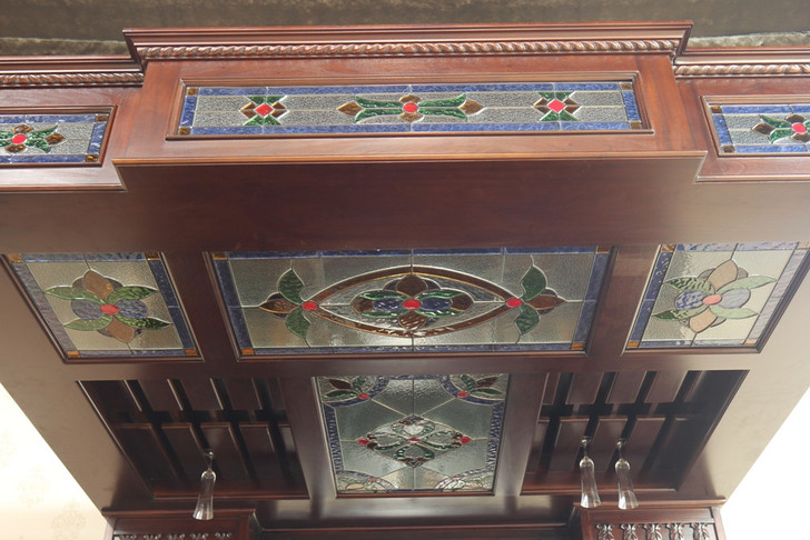 7ft Mahogany Canopy Pub Bar w/ Stained Glass