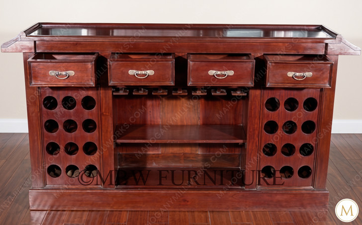 10ft Mahogany Pub Bar w/ Stained Glass