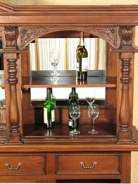 11.5ft Distressed Finish Pub Bar Set w/ Marble Top