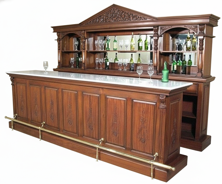 11.5ft Roman Bar Set w/ Carrara Marble Top