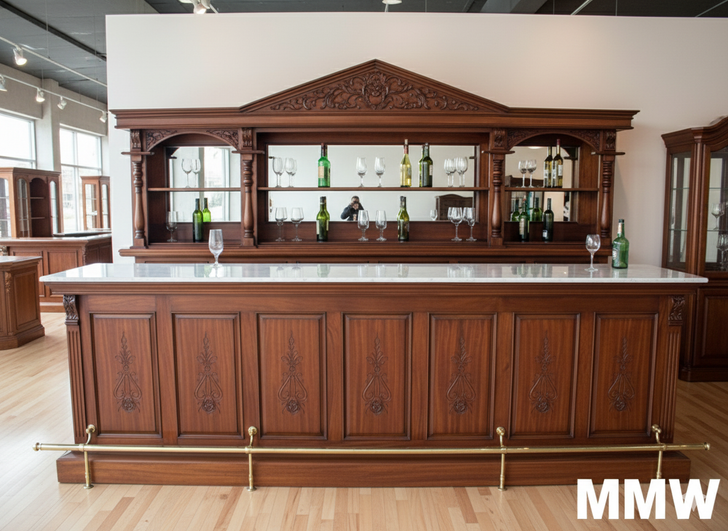 11.5ft Roman Bar Set w/ Carrara Marble Top