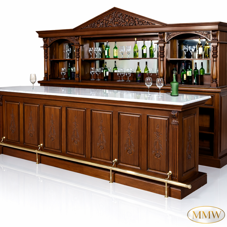11.5ft Roman Bar w/ Carrara Marble Top