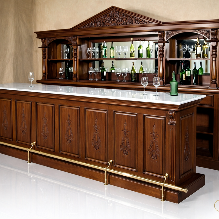 11.5ft Roman Bar w/ Carrara Marble Top