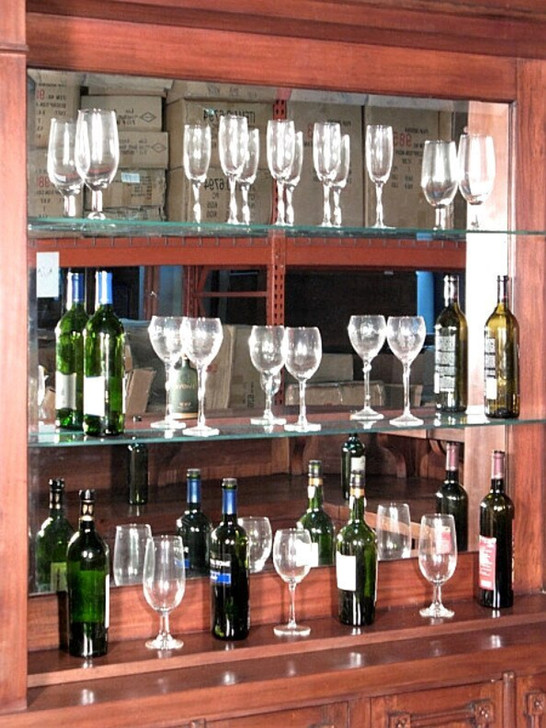 11ft Mahogany Corner Pub Bar w/ Stained Glass